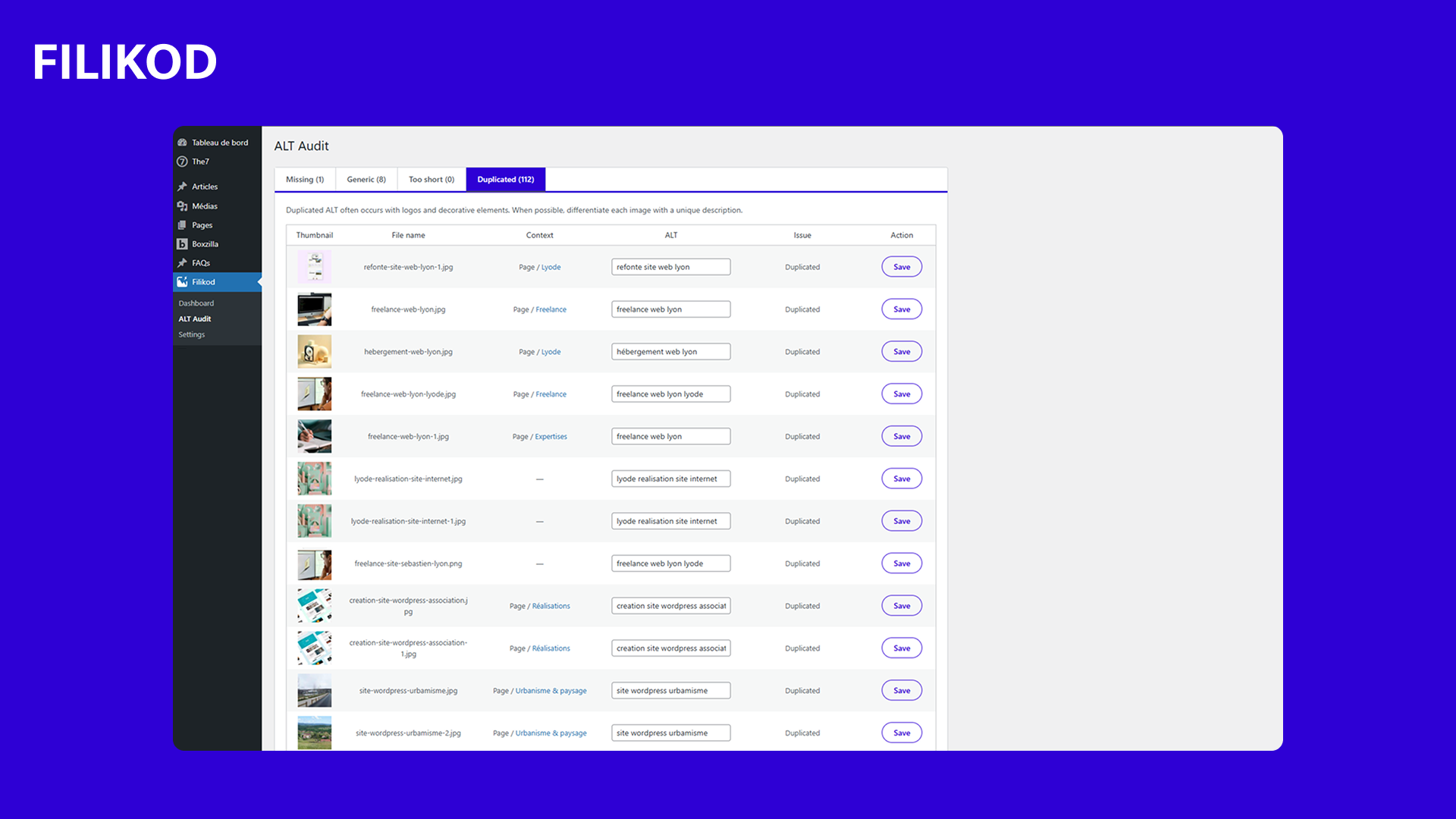 Filikod-alt-audit-duplicate-alt-text-list
