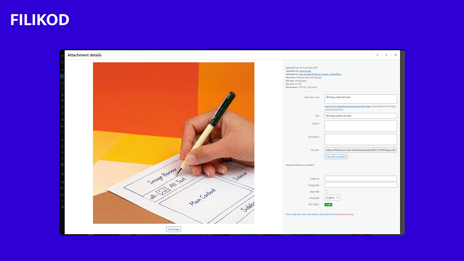 Filikod-wordpress-media-alt-text-field